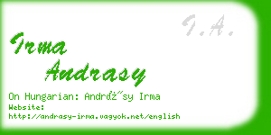 irma andrasy business card